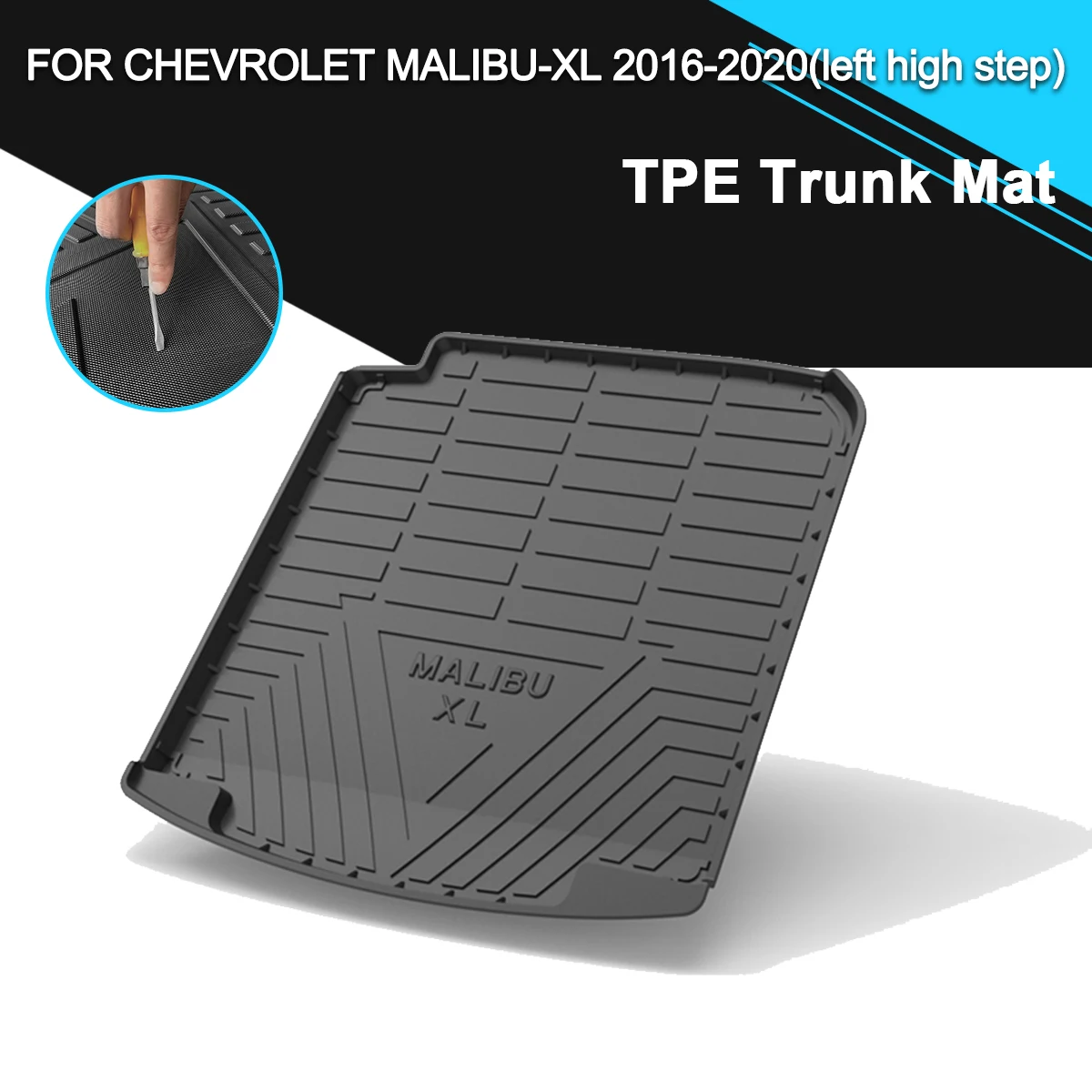 Trunk Mat  TPE FOR CHEVROLET MALIBU-XL 2016-2020(left high step) Car Waterproof Non-Slip Rubber Cargo Liner Accessories