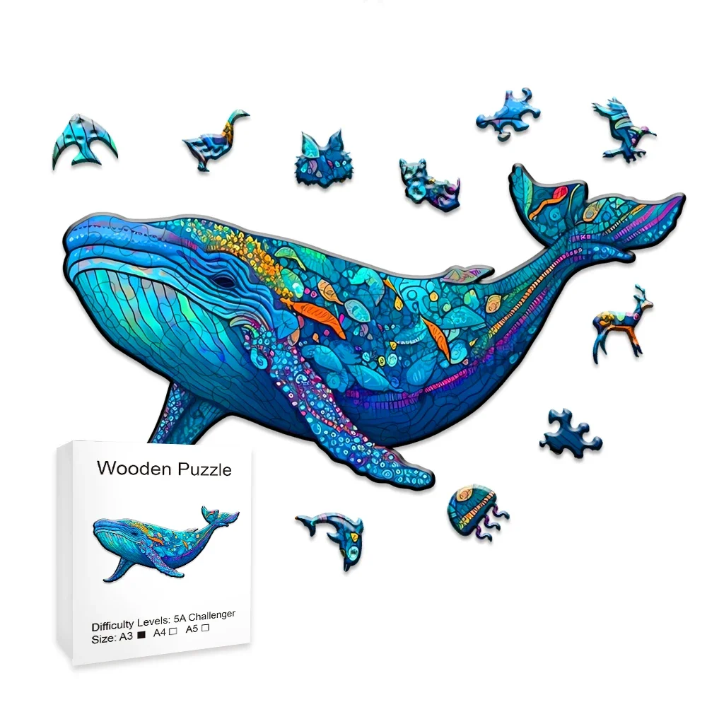 New Whale Wooden Puzzles, Wooden Puzzles Unique Shape High Quality Puzzles Maternal Love Wooden Puzzles For Adults, Best Gifts