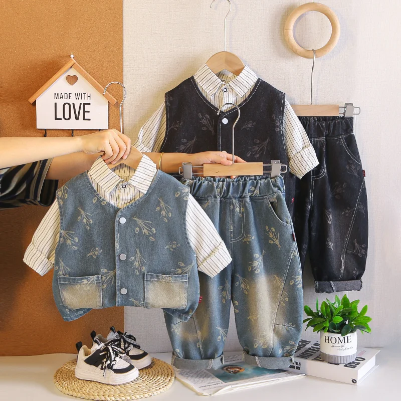 New Spring Autumn Baby Girls Clothes Children Boys Vest Shirt Pants 3Pcs/Sets Kids Clothing Suit Infant Costume Toddler Outfits