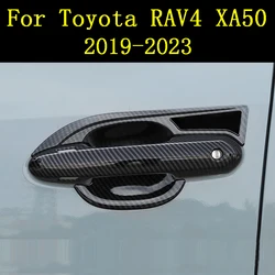 LHD Door Handle Cover Trim For Toyota Rav4 Rav 4 Xa50 2023 2022 2021 Car Accessories Plastic Imitation Carbon Fiber