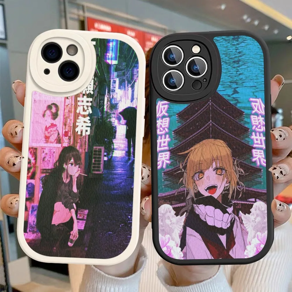 Anime Vaporwave Glitch Phone Case Hard Leather For iPhone 14 13 12 Mini 11 14 Pro Max Xs X Xr 7 8 Plus Fundas