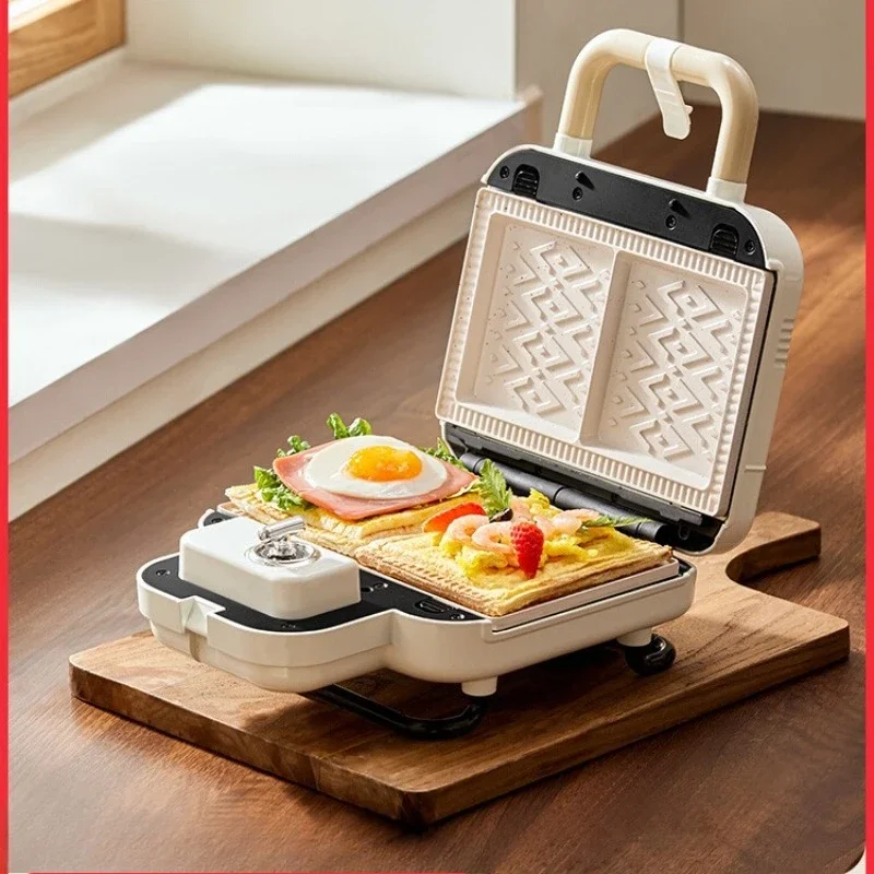 220V YDP Dual Plate Sandwich Breakfast Maker Multifunctional Waffle Iron Compact Bread Toaster for Home Use AF