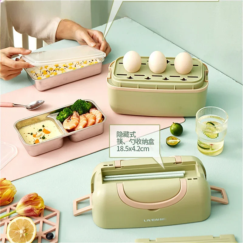 High-End Luxury Rechargeable Heating Multifunctional Double-Layer Rechargeable Insulated Lunch Box Hot Food Artifact