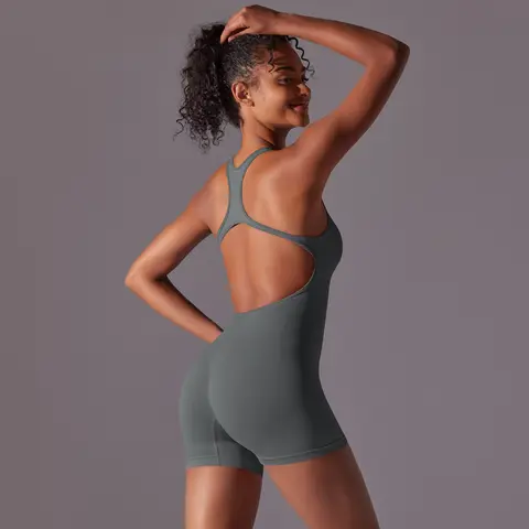 Yoga Bodysuit Bodysuit Sexy Backless Jumpsuits Women Fitness Crop Top Shockproof Sports Training Yoga Suit sleeveless