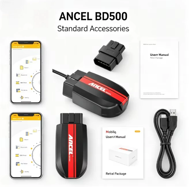 ANCEL BD500 For VW/Audi OBD2 Scanner Full System Bluetooth Diagnostic Tool with EPB Reset Service Reset Throttle Learning