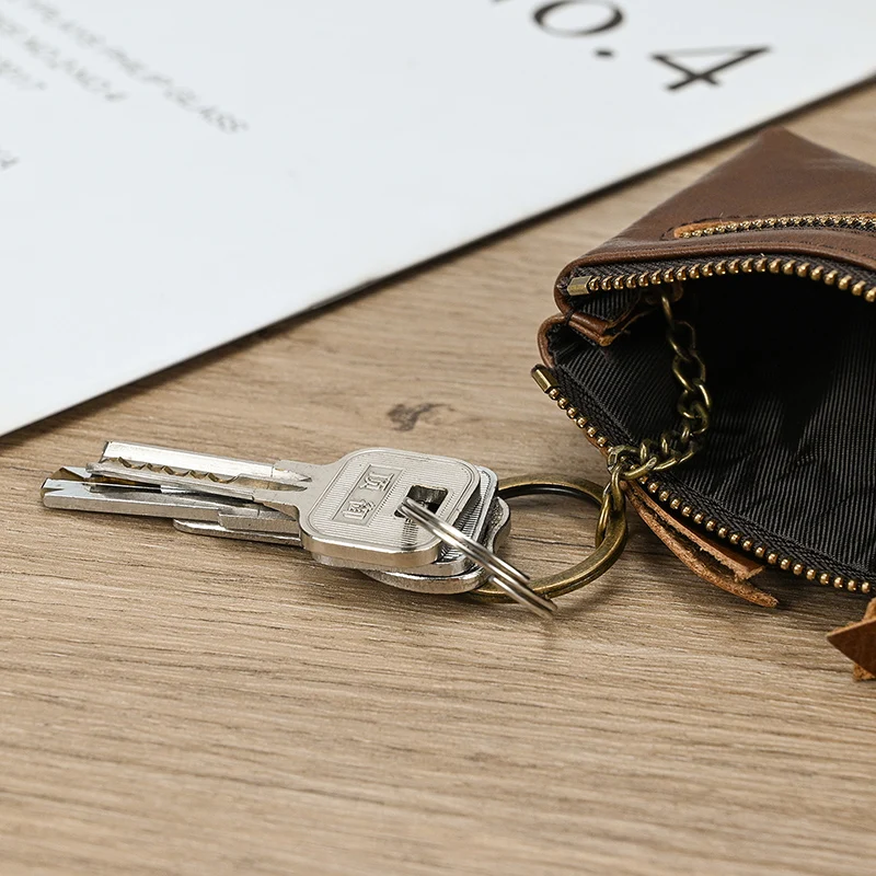 Luufan Genuine Leather Zipper Coin Wallet Men Wowen Natural Leather Small Short Purse Card Holder Cash Clutch Wallets Key Ring