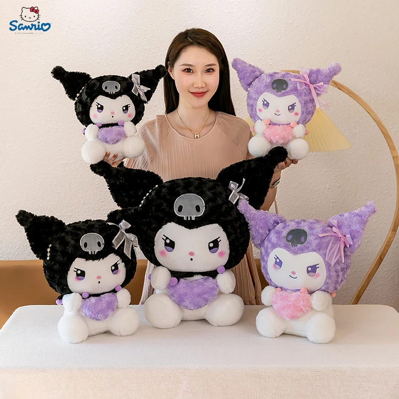 35/40/55cm New Sanrio Kuromi Love Plush Doll Cartoon Anime Sofa Pillow Decoration Kawaii Plush Girl Valentine's Day Gift