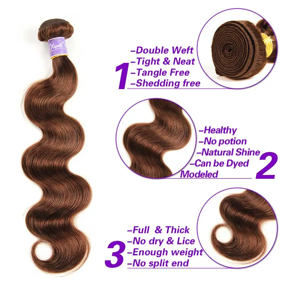 Bundels van echt haar met sluiting Body Wave 3 bundels met 4x4 vetersluiting Braziliaans natuurlijk menselijk haar Remy-haar 100% echt haar