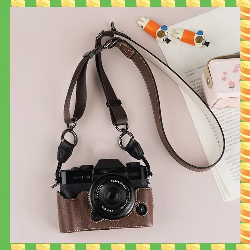 

AB53 Защитный чехол для камеры Кожаный чехол для камеры Fujifilm Xm5 Защитный чехол База + плечевой ремень Коричневый