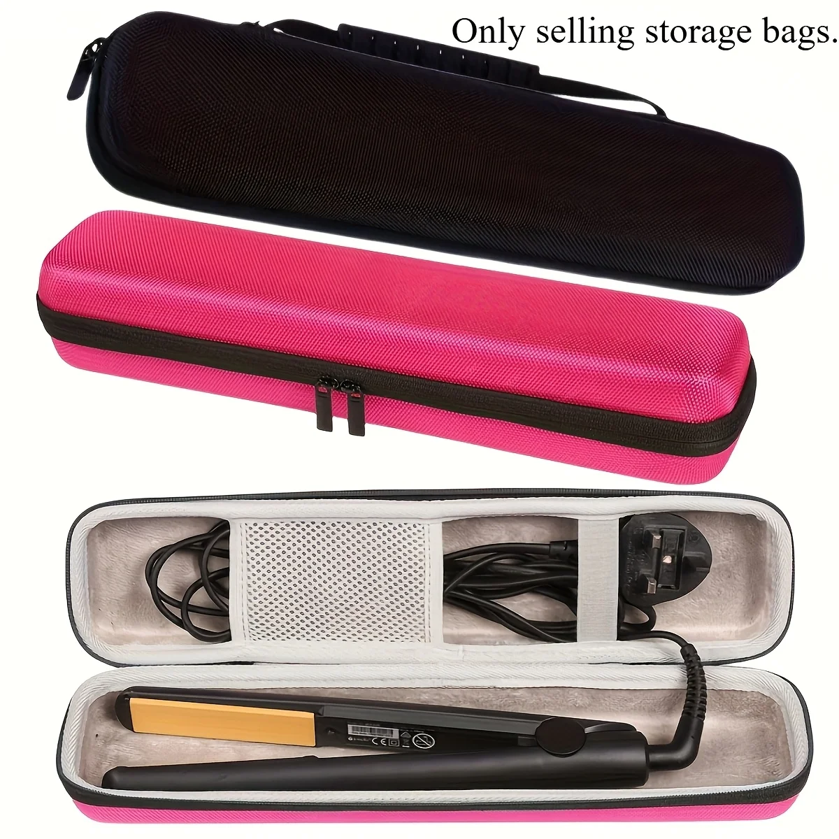 Hard Shell Hair Straightener Travel Case Portable EVA Storage Bag Shockproof Hair Styling Tool Organizer with Pocket for Travel