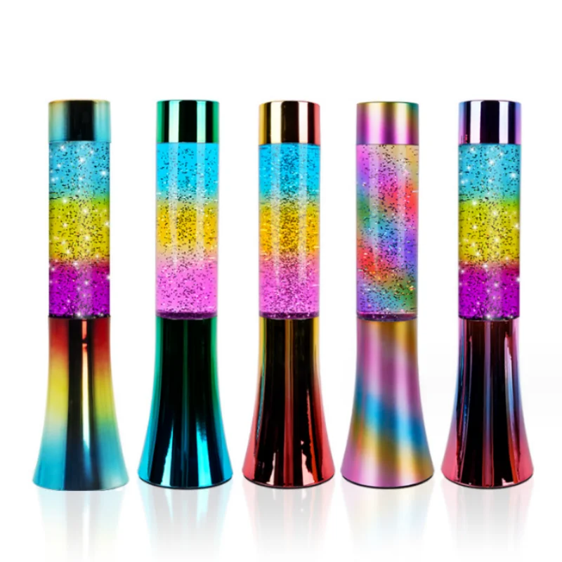 1pc LED Sequins Color Changing Novelty Design 13 inch glitter Lava Lamp，Holiday Party LED Night Lights