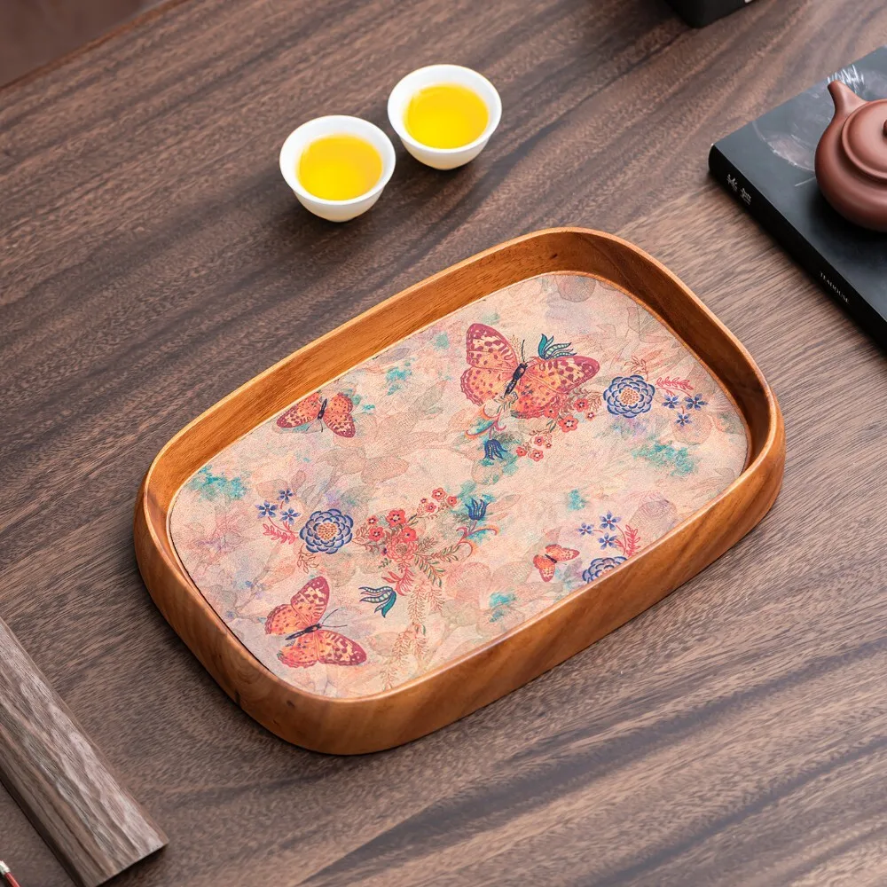 

Large Solid Wood Teapot Mat and Dry Brewing Serving Tray for Tea Storage and Display Perfect for Home or Gift Use 124