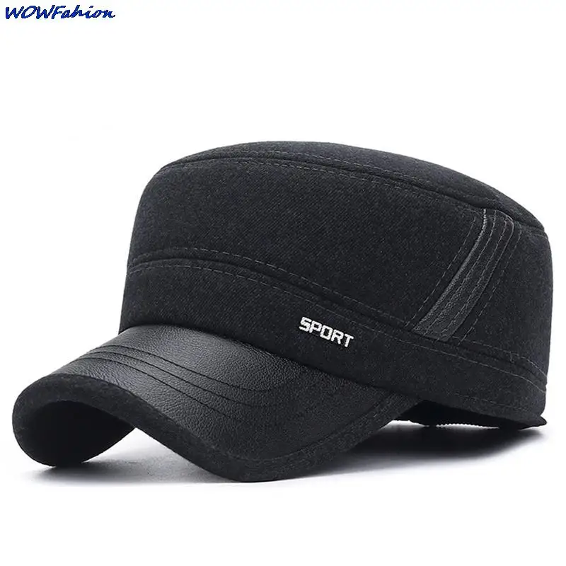 Winter Men's Ears Protected SPORT Patchwork Baseball Cap Women Thick Flat Snapback Sunhat Hip Hop Baseball Hat Casquette