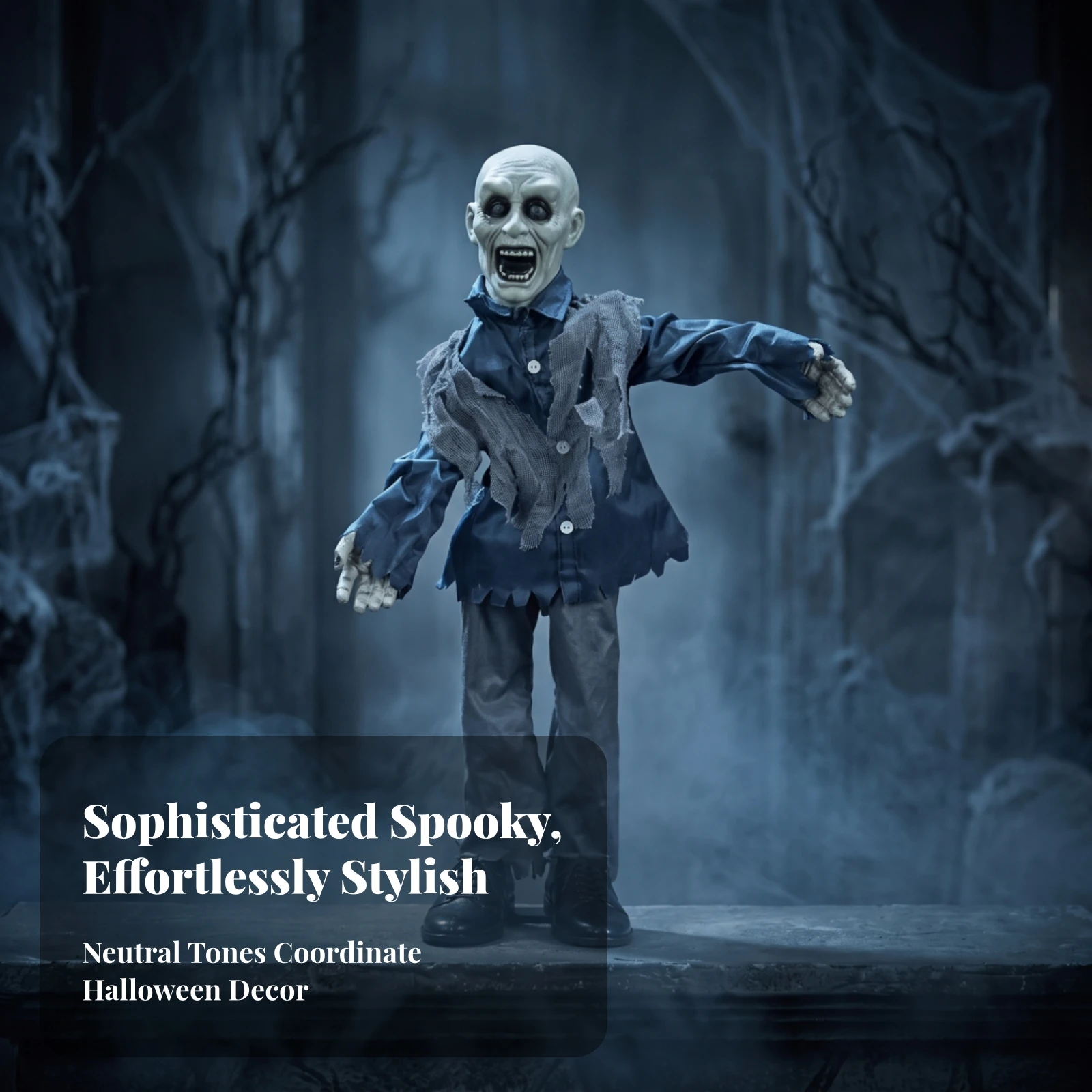 Zombie Ghost Animatronic Animated Standing Ghost Decoration Motion-Activated Prop Scary Interactive for Entryway
