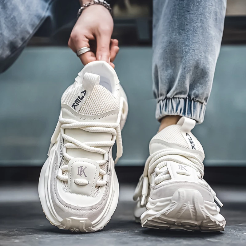 Men's Shoes 2026 New Spring Summer Mesh Breathable Sports Casual Shoes Thick-soled Men's Low-top Trendy Fashion Chunky Sneakers