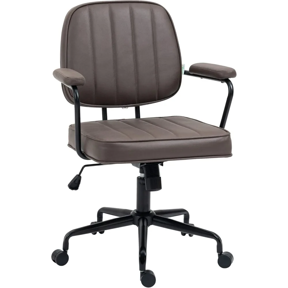 

Home Office Chair, Microfiber Computer Desk Chair with Swivel Wheels, Adjustable Height, and Tilt Function, Light Brown