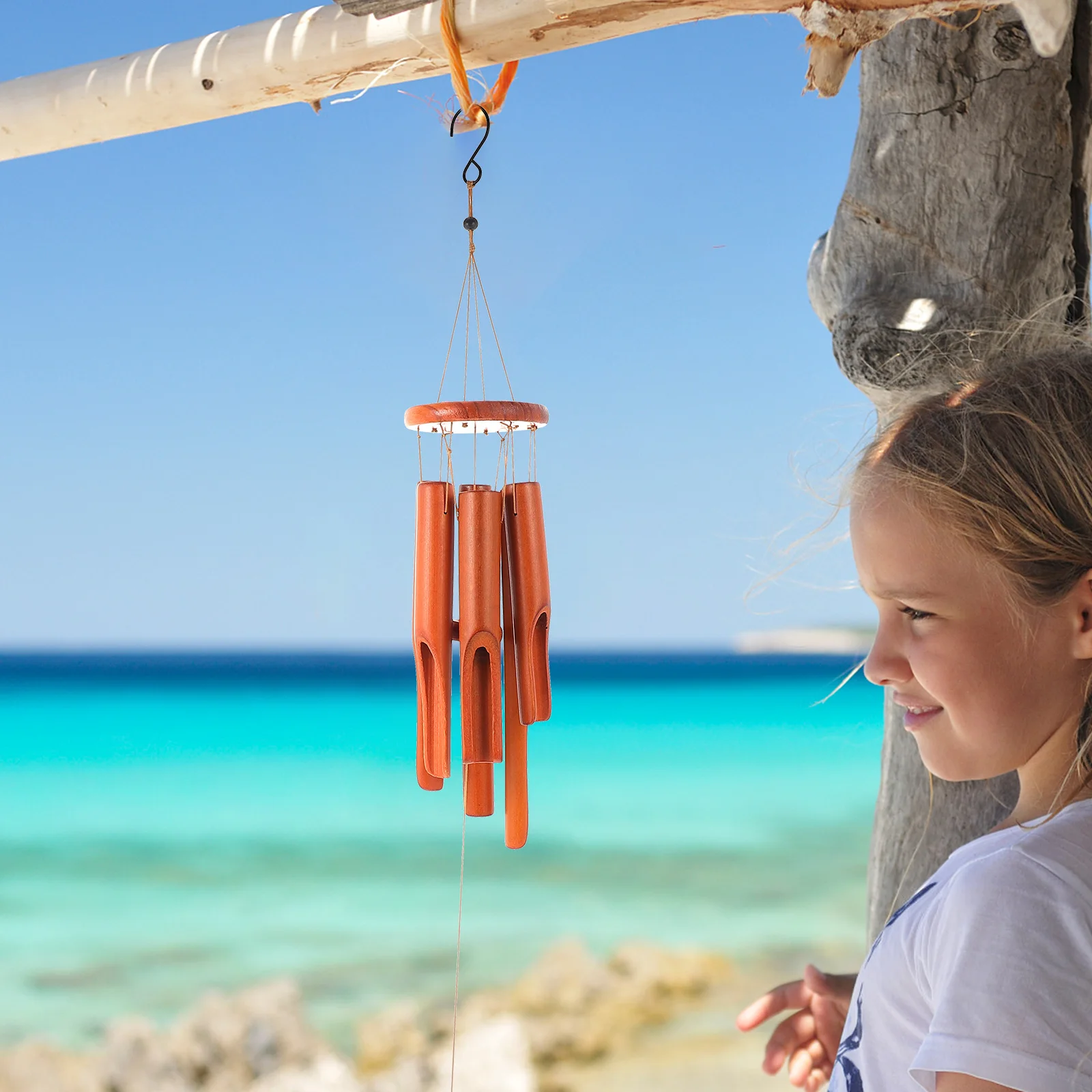 

Bell Wood Cake Wind Chime Hanging Decoration Chimes for Outdoor Simple Vintage Home