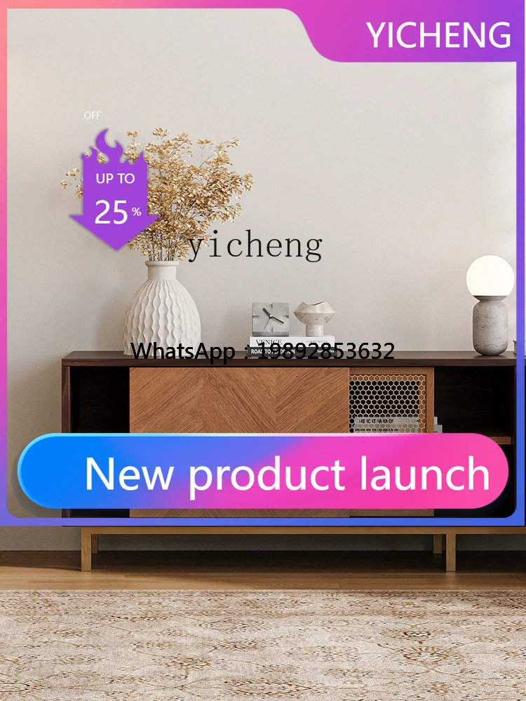 

LYY medieval retro style solid wood locker integrated living room home tall TV cabinet