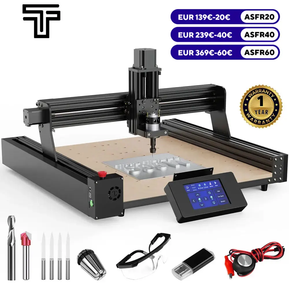 TwoTrees TTC450 rotatif 4ème axe CNC Machine de gravure sur bois graveur Laser CNC routeur pour MDF PVC époxy métal sculpture coupe