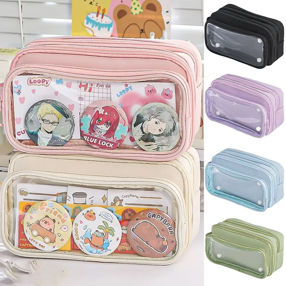 Ins Style Ten-Layer Pen Bag Large Capacity Zipper Pencil Bag Transparent Pencil Case Removable Pencil Case Multifunctional