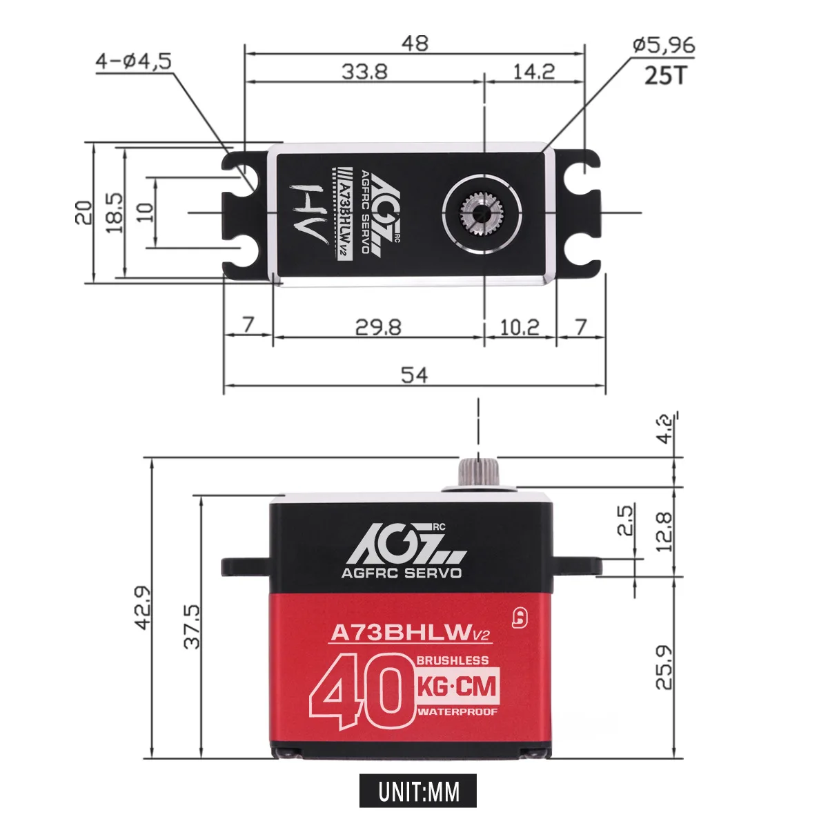 AGF A73CHLW 73g Full Metal 32KG High Torque Waterproof Digital Servo For RC Crawler Boat Car Plane Model