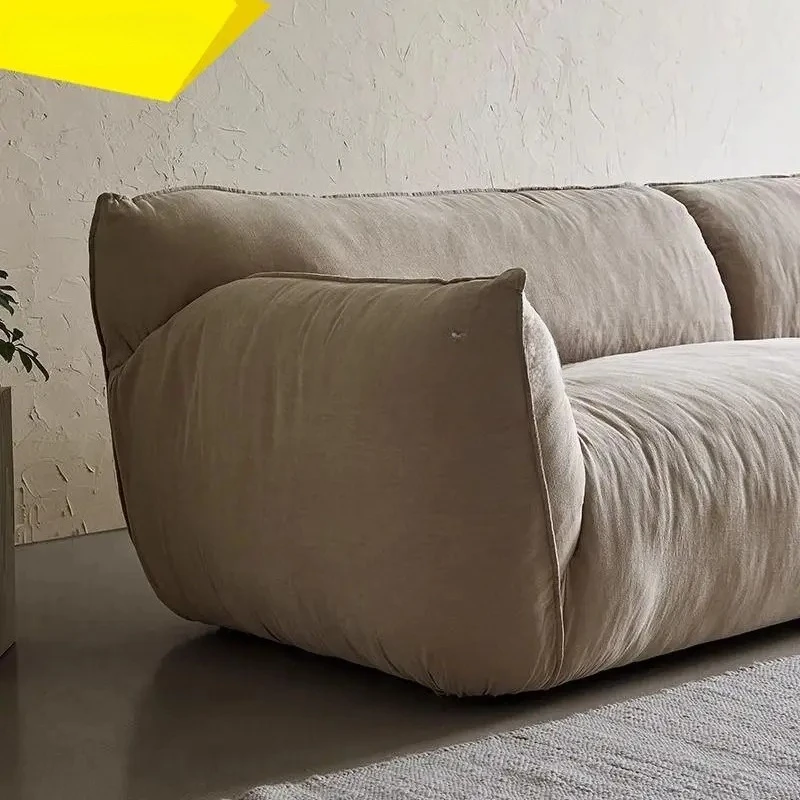 

A57 Диван из льняной ткани в стиле ваби-саби, съемный и моющийся, трехместный, хлопковый и льняной, прямой пуховый диван для гостиной