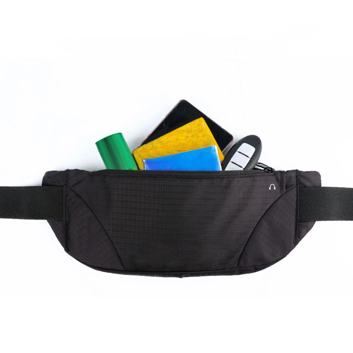 

Black Outdoor Running Waist Bag Lightweight High-Capacity Waist Pouch Pack for Men Women Hiking Travel Activities