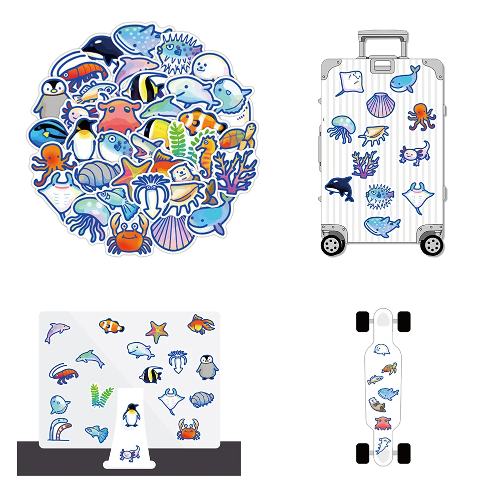 ملصق سكرابوكينغ ذاتي الصنع مقاوم للماء للشباب ، حيوانات بحرية ، لوح تزلج ، بولي فينيل كلورايد مضحك ، جيتار ، لاب توب ، أمتعة ، كرتون ، سيارة ، موضة ، 40