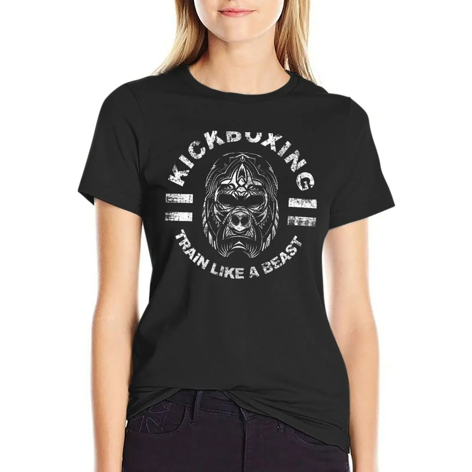 Kickboxing Shirt - Kicks & Punches Kickboxer T-Shirt aesthetic clothes female summer top cotton t shirts Women