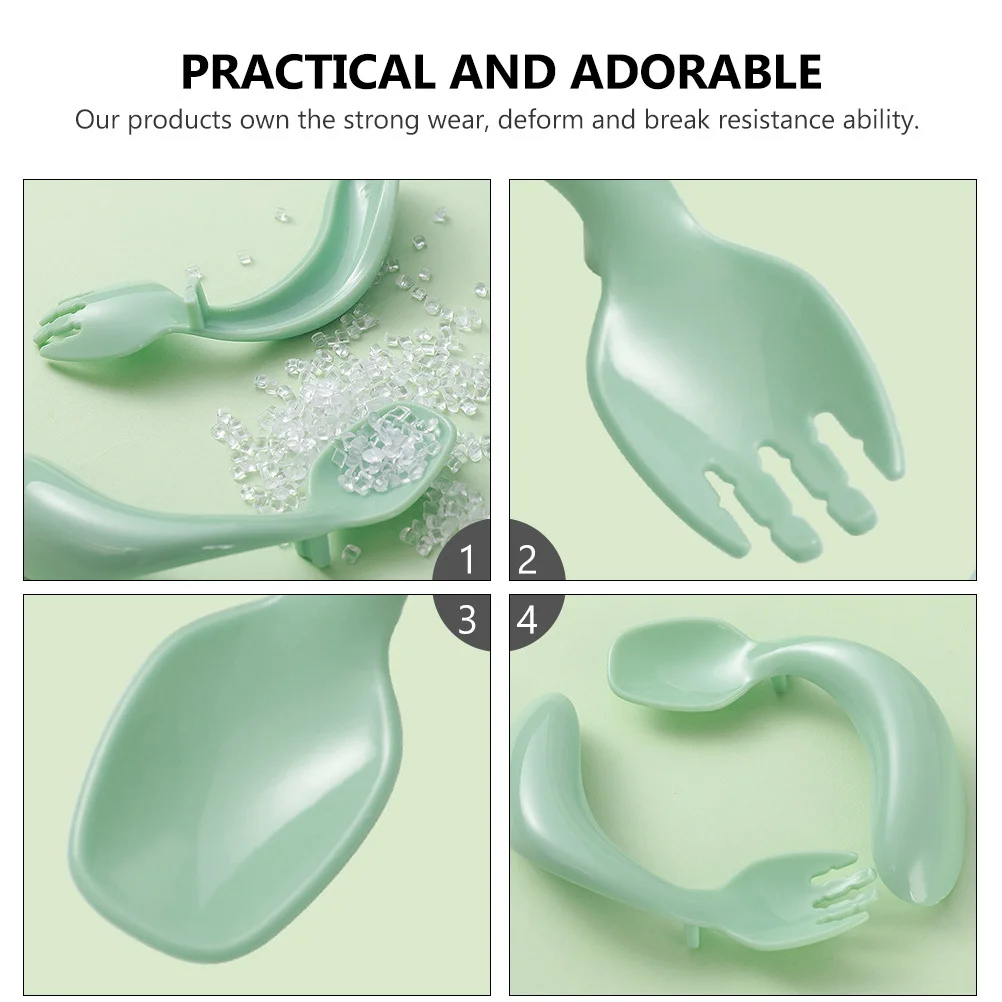 1 مجموعة انحناء الطفل شوكة ملعقة المدمجة طفل أدوات المائدة دائم آمنة المحمولة انحناء الطفل شوكة ملعقة أدوات المائدة الاطفال #2