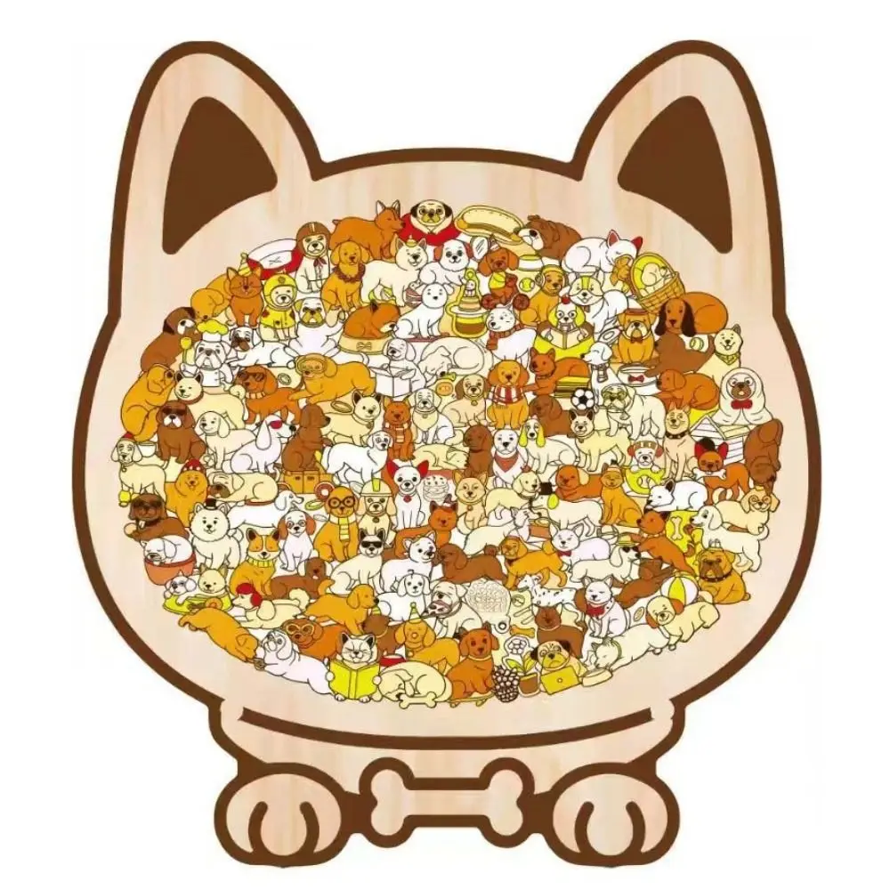 Puzzle w kształcie zwierząt, pieski, edukacja wczesnoszkolna, zabawne i trudne, drewniane puzzle z szczeniaczkami, trening myślenia, dekoracja domu