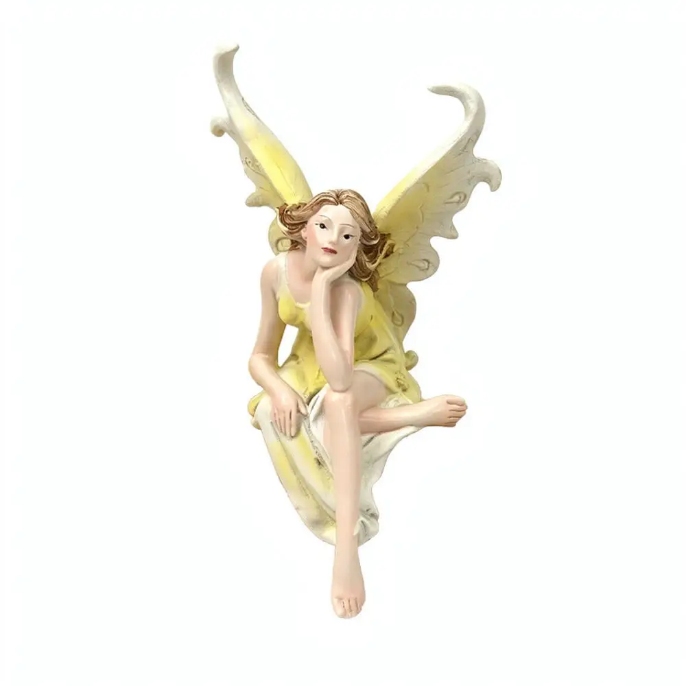 Pastoral Resin Fairy Figurine Ornament Garden Statue Flower Pot Decoration For Outdoor Lawn Yard Miniature Landscape Art