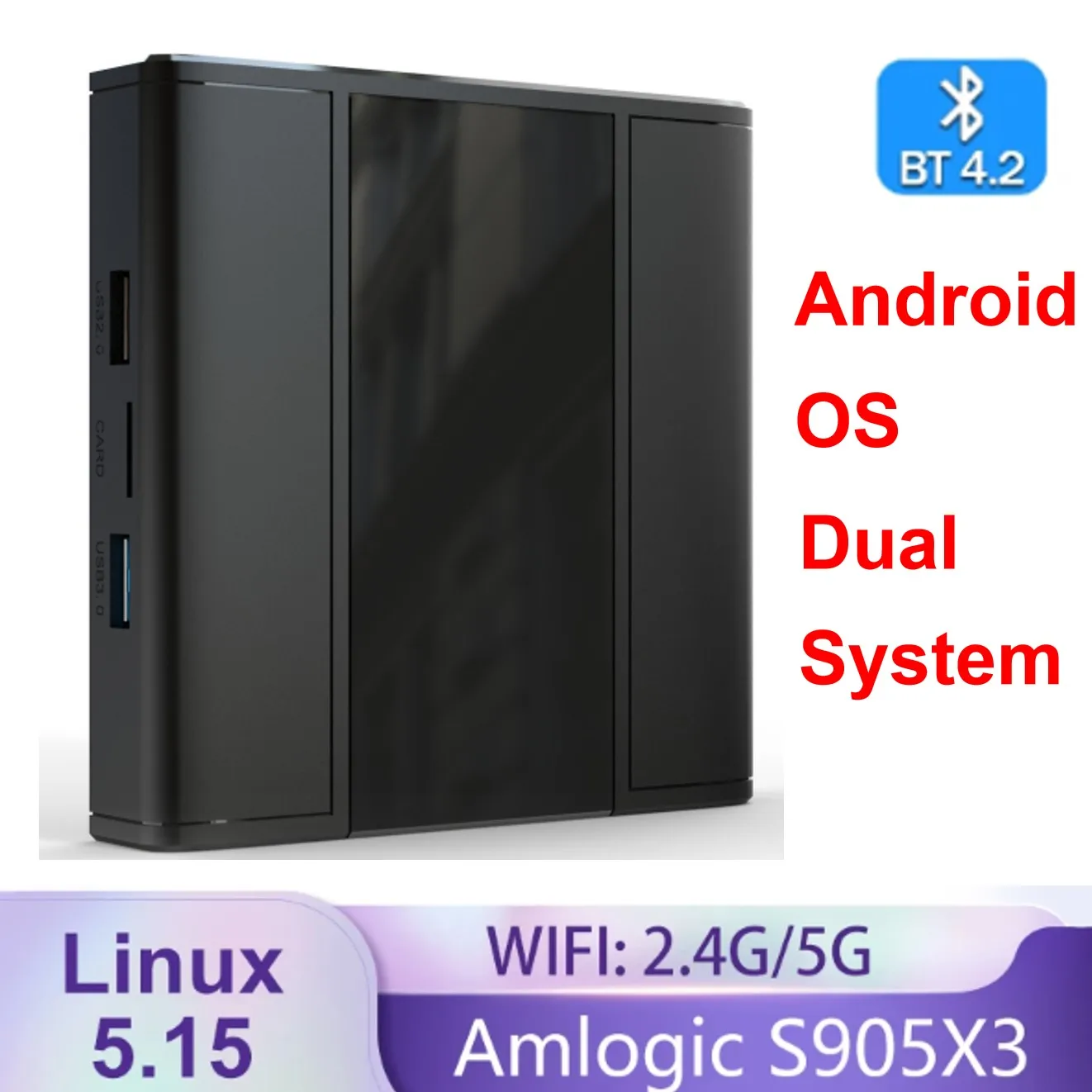 Dual System TV Box Linux 5.15 OS TV Box Android 2.4G/5G WiFi Amlogic S905X3 BT4.2 Smart Media Player 1000M Set Top Box 4GB 64GB