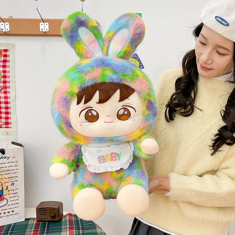 Nouveau grande taille mignon cravate colorant coloré lapin en peluche mignon lapin en peluche oreiller cadeau pour filles enfants anniversaire cadeau de noël