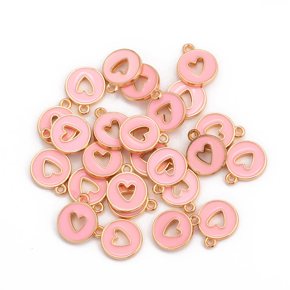 10Pcs Sweet Love Heart Letter Star Enamel Mini Charm Plated Gold Alloy Pendant For DIY Earring Bracelet Jewelry Making Ornament