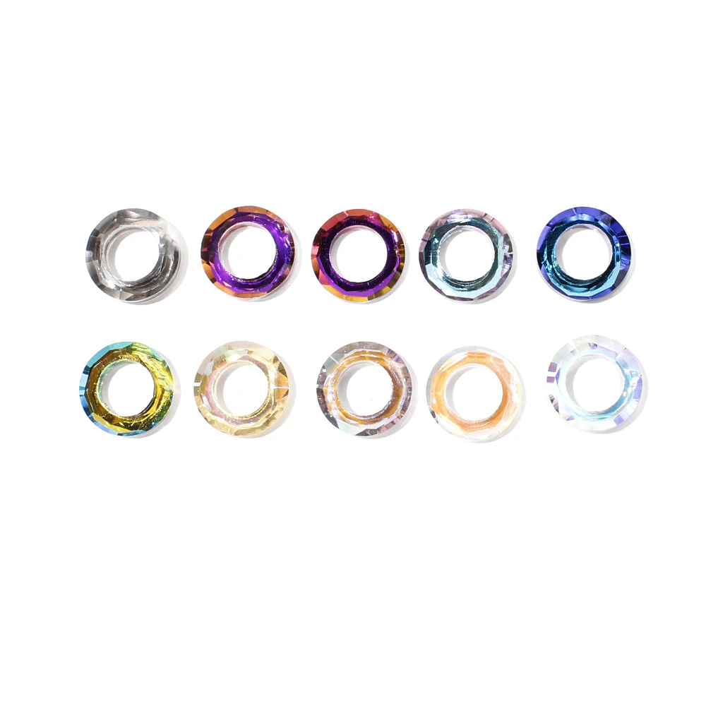 10Pcs 14/20mm Handmade Crystal Beads Colorful Transparent Round Rings Beads For DIY Pendant Necklace Bracelet Jewelry Making image 4