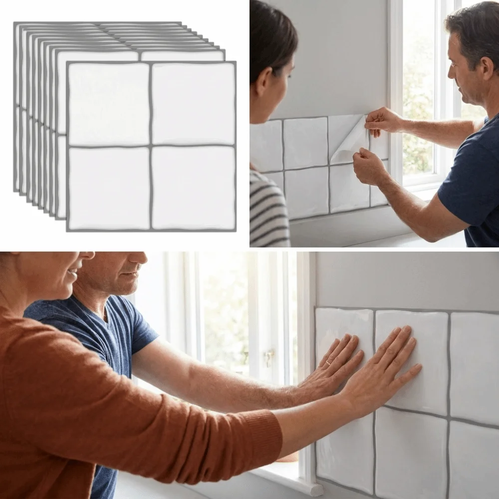 Waterproof 3D Tile Stickers Marble Vein Lightweight DIY Backsplash Tiles Self-Adhesive Backing Flexible Self-adhesive wallpaper