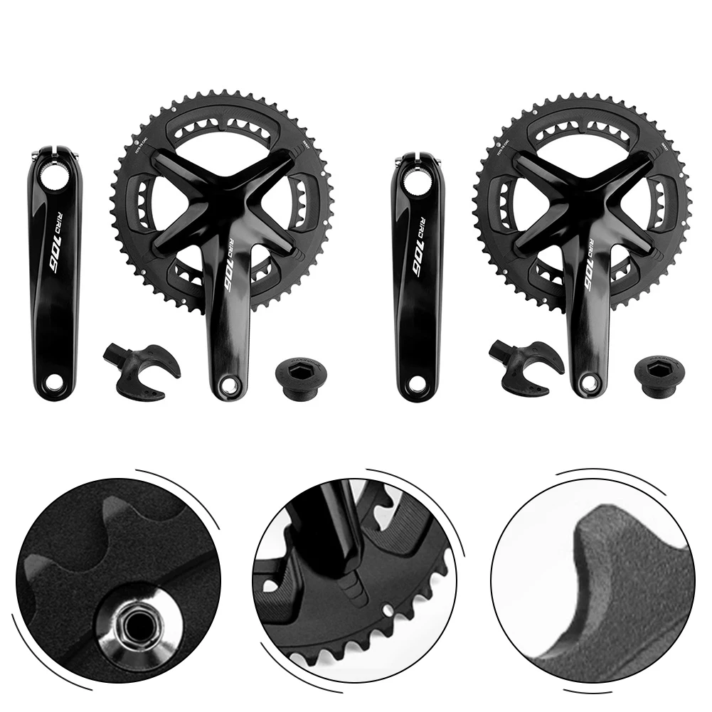 

Road Bike Double Chainwheel Crankset 34/50T Crankset Chainset 170mm VS 105 9/10/11/12 Speed Chain Wheel Bicycle Accessories