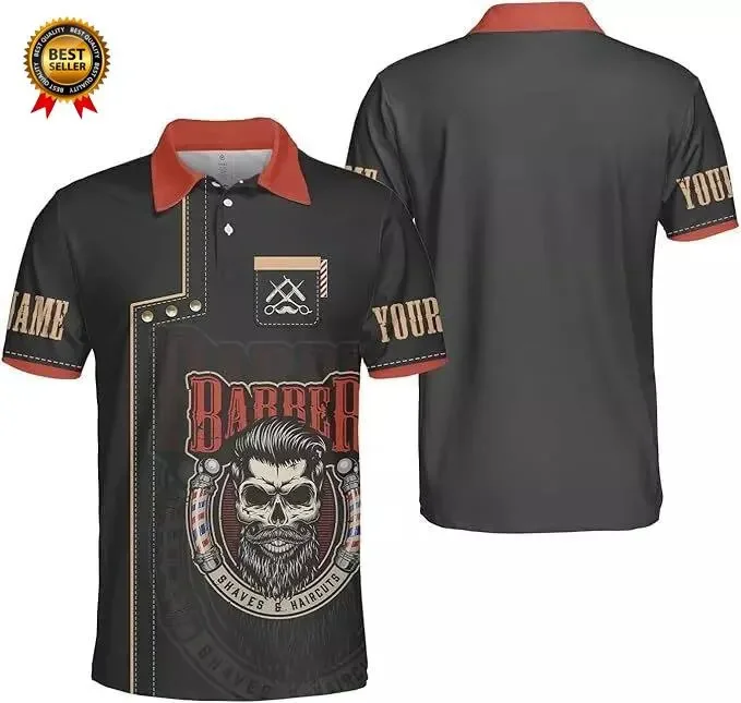 2025 Barber Short Sleeve Polo Shirts For Men Clothing Hairdresser Cosplay POLO Shirt Custom Name Uniform Jersey Male Y2k Tops