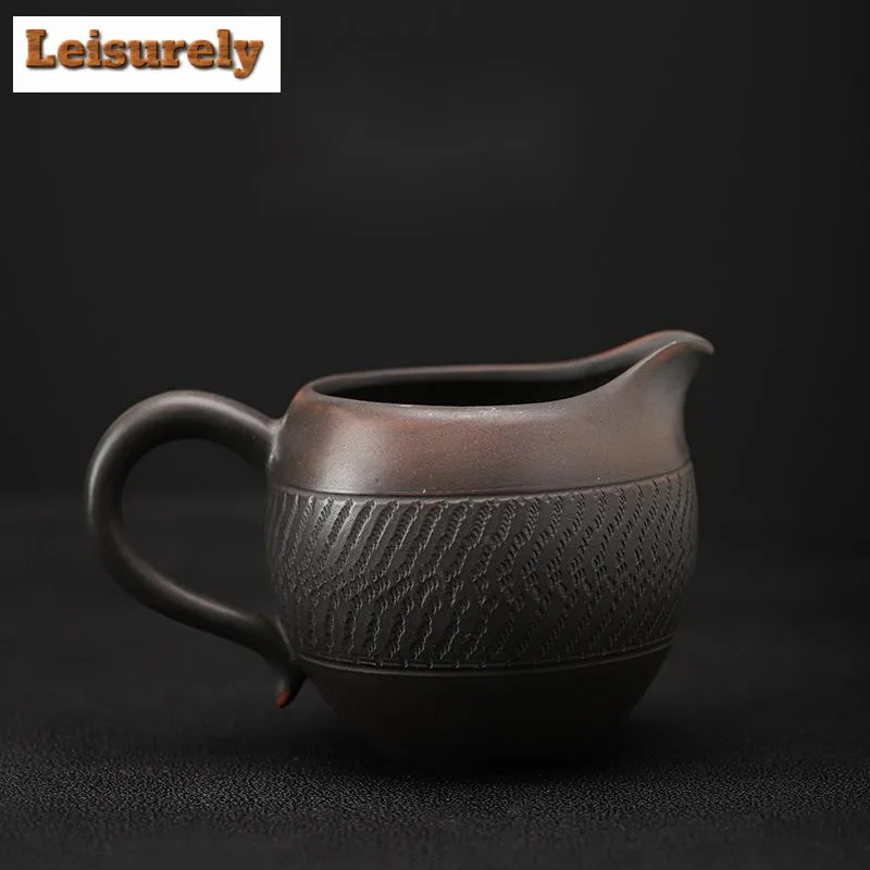 Chinese Qingxi Purple Pottery Tea Pitcher Handmade Jumping Knife Chahai Divide Tea Coffee Justice Cup Chinese Teaset Accessories