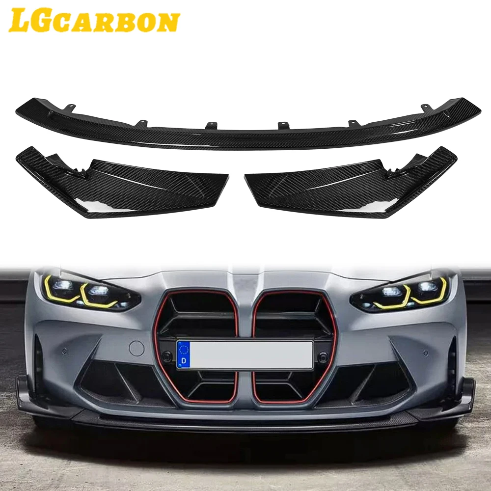 LGcarbon For BMW G80 M3 G82 M4 2021-2022 CSL Style Dry Carbon Fiber Front Bumper Lip with Splitters