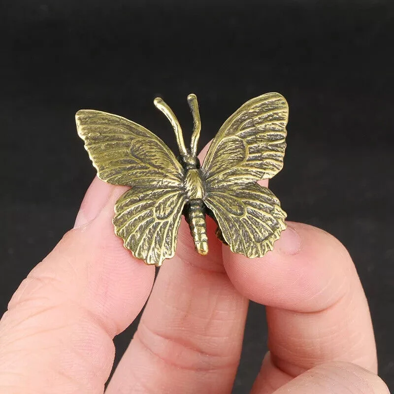 Solid Brass Butterfly Statue Miniature Insect Statue Nice Art Work