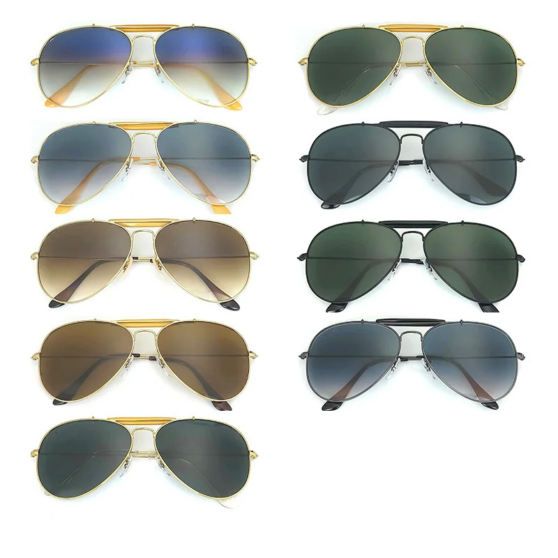 2024 New RB Oval Frame Fashionable Retro Pilot Sunglasses Men's and Women's Styles Gradient Color Lens Anti Strong Light