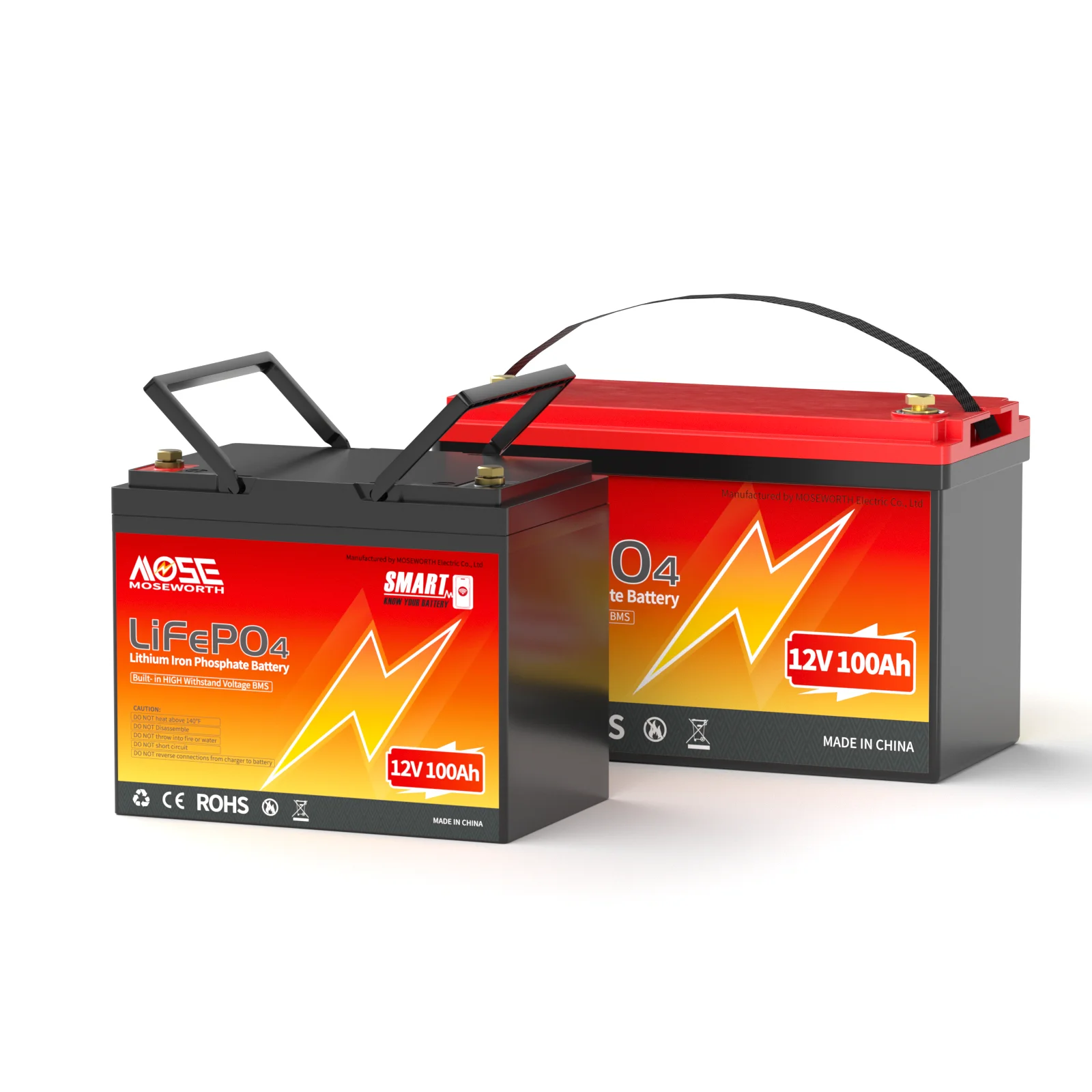 MOSEWORTH LiFePO4 12V 100Ah batterij 12,8V lithiumbatterij 8000+ cycli met Bluetooth BMS klasse A voor boot RV-campers - afbeelding 2