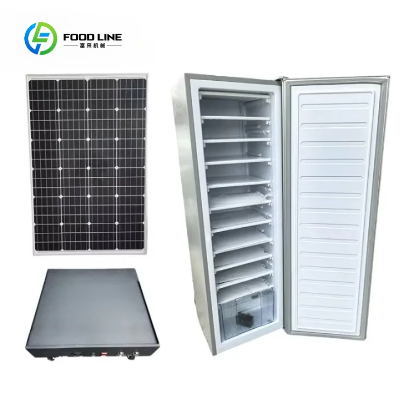 Customized New Solar-powered DC 24V 198L Vertical Solar Ice Maker, Suitable for Home and Store Use