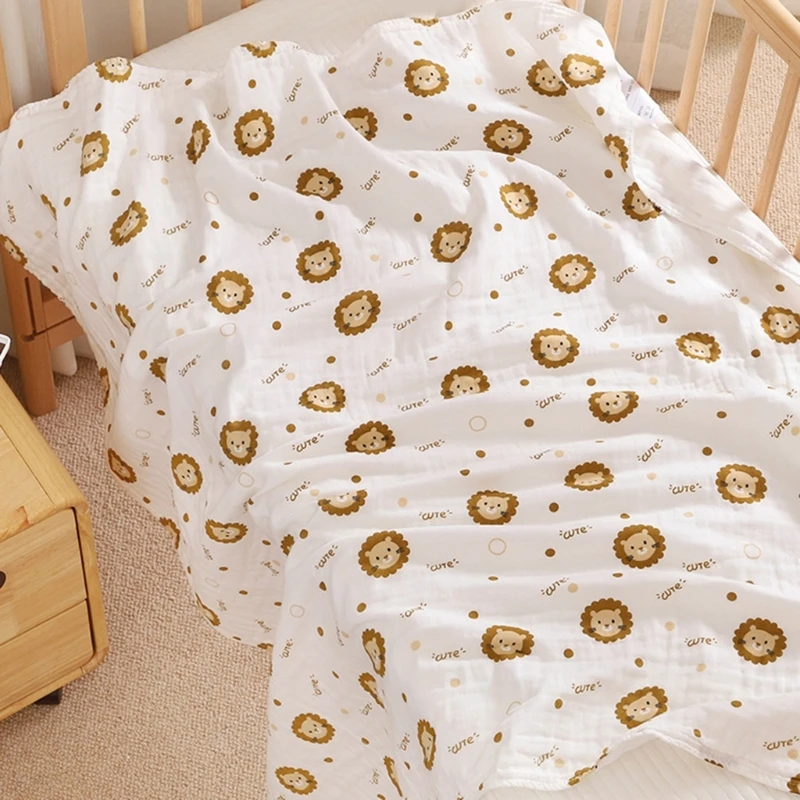 New Cartoon Bear Baby Blanket Pure Cotton Muslin Newborn Receiving Blanket Swaddle Wrap Gauze Kids Bath Towel Stroller Blanket