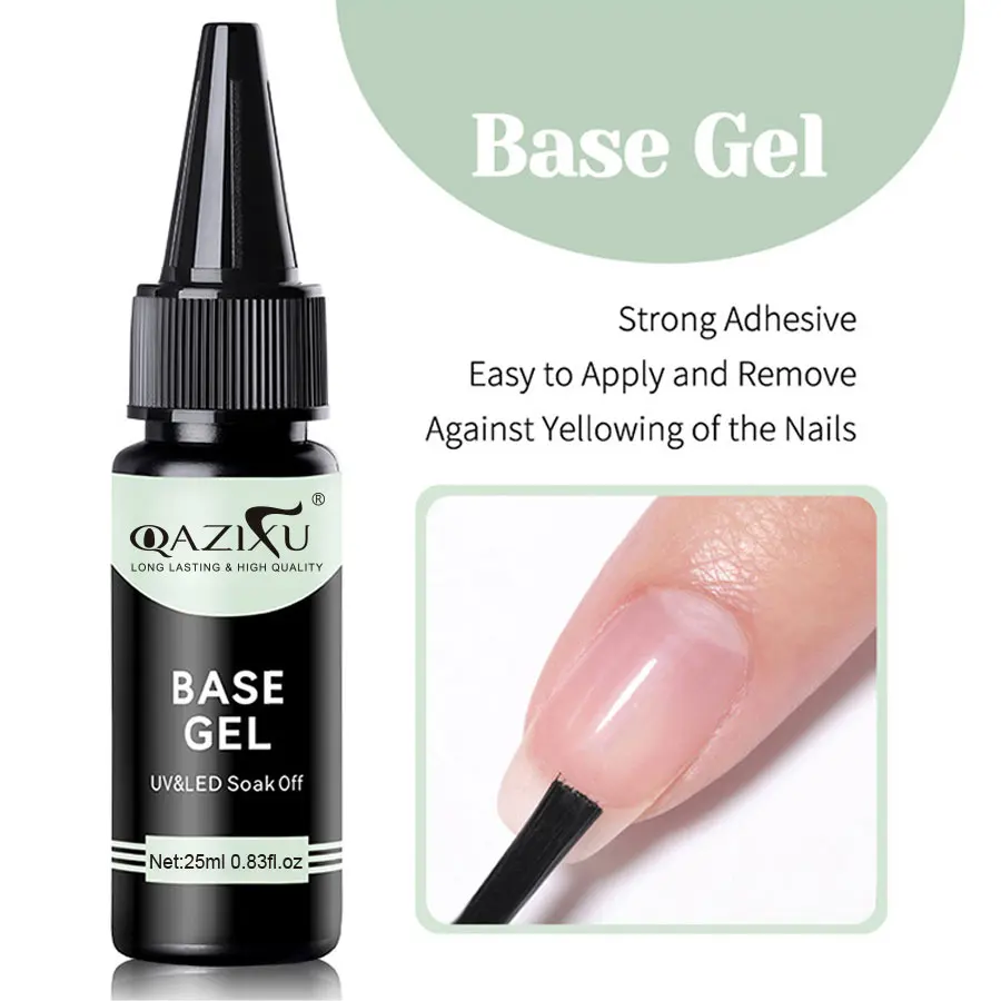 QAZIXU ベースコートとトップコート ジェルポリッシュ セミパーマネント ソークオフ ジェルネイルポリッシュ ネイルアートデザインツールキット