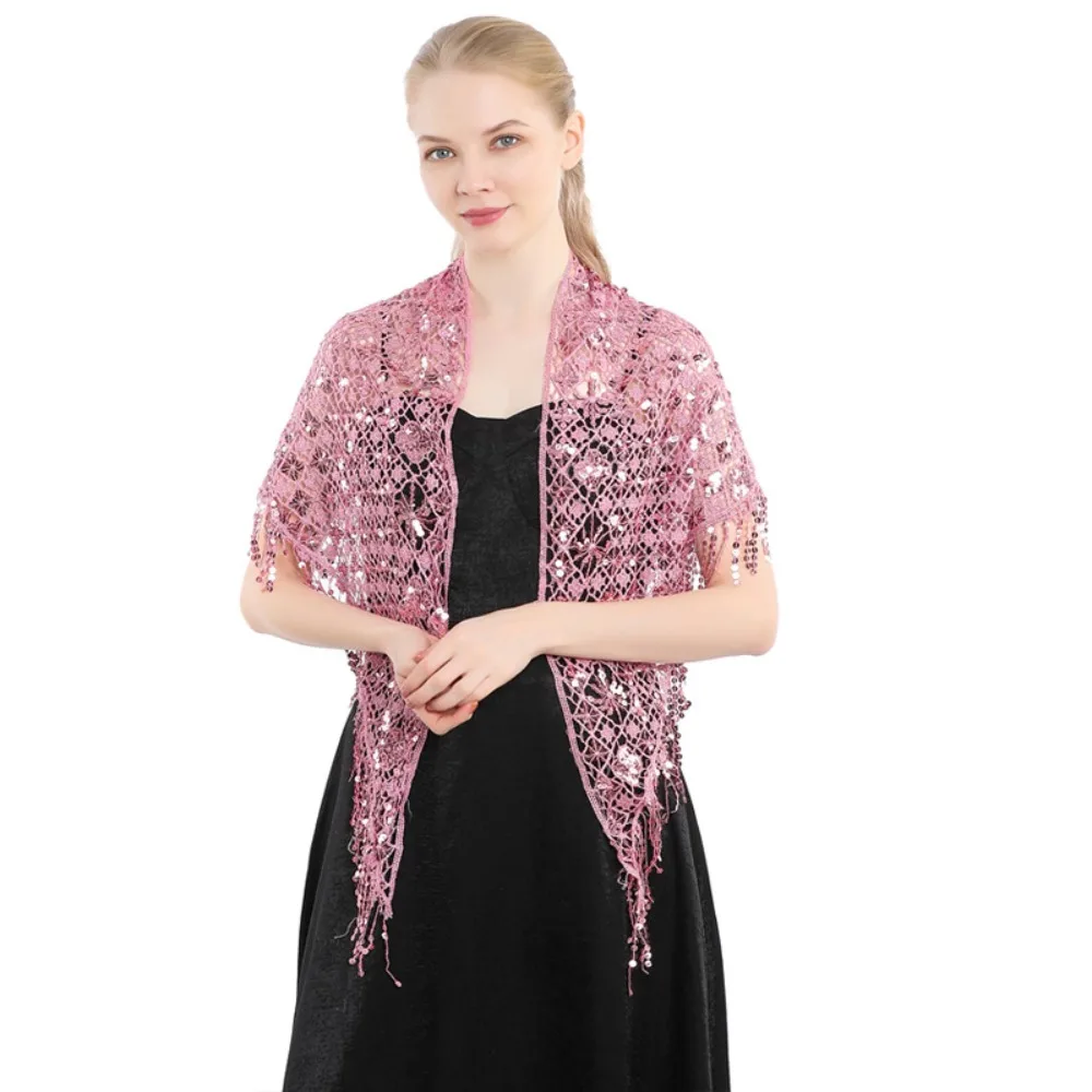 

Party Sequins Sequins Tassel Shawls Capes Hollow Out Triangle Shawl Tassels Dance Accessories Belly Dancing Scarf For Women