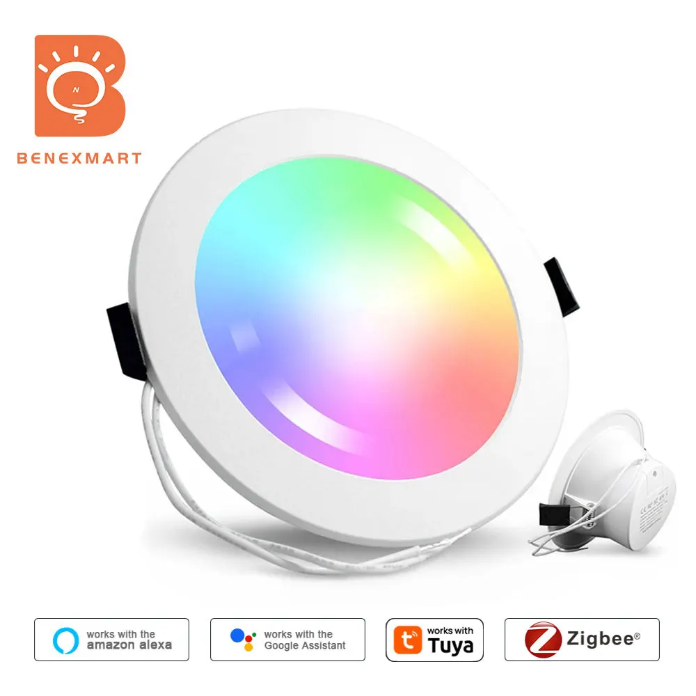 Benexmart Zigbee Smart Deckenleuchte, LED-Downlight, RGBCW, dimmbar, Strahler, funktioniert mit Tuya SmartThings Alexa Yandex Alice