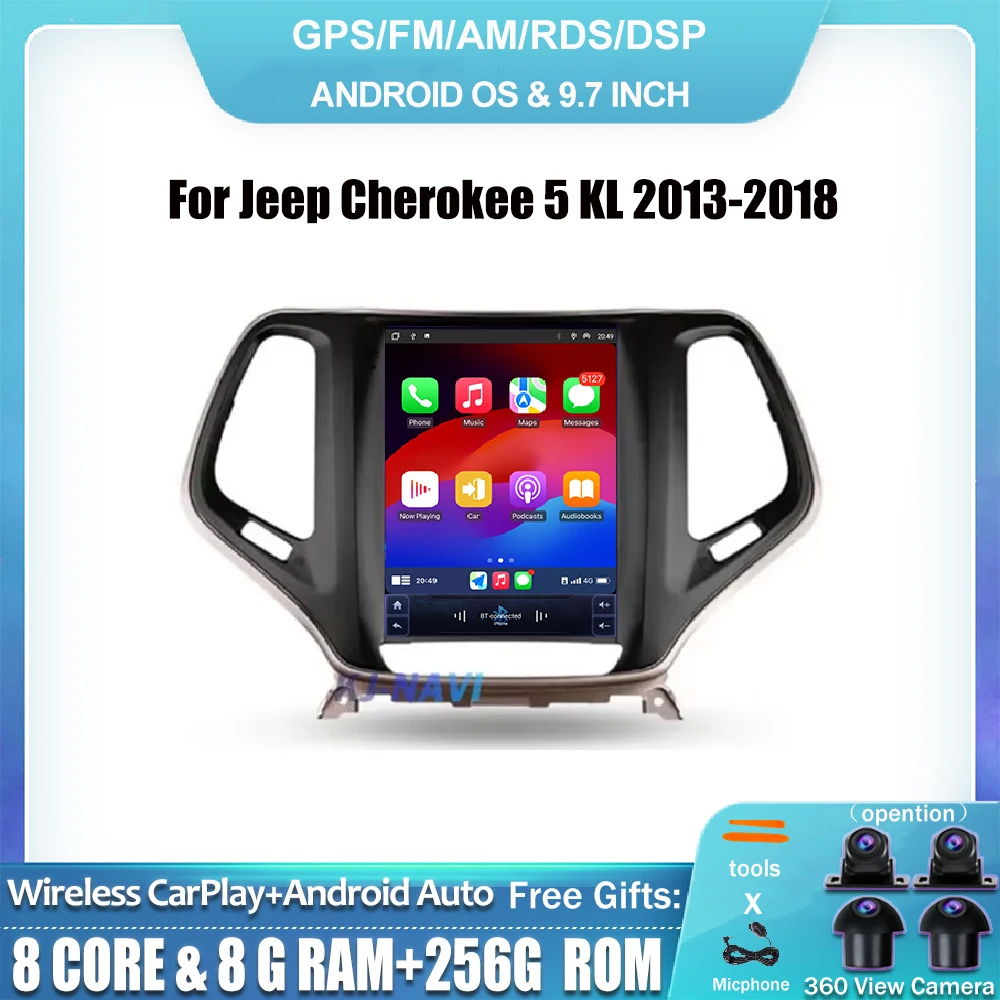 Android 14 For Jeep Cherokee 5 KL 2013-2018 IPS BT Android Car Multimedia Player Navigation Intelligent System